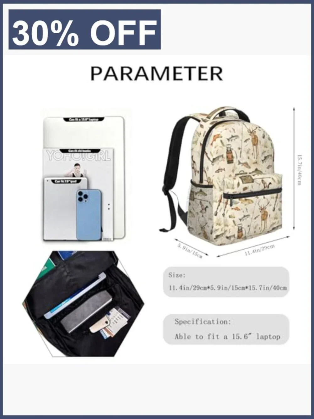 Lightweight Laptop Backpack Daypack for School Work Travel Hiking